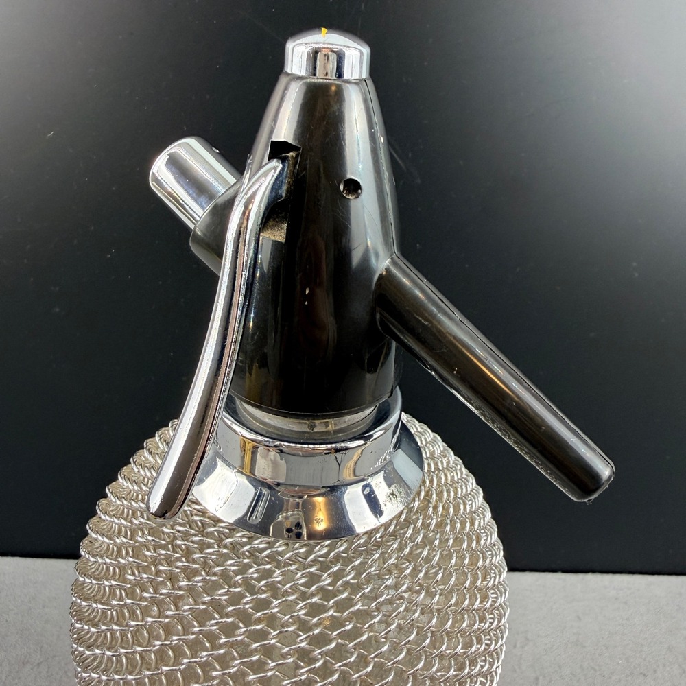 VTG Merkuria Glass Soda‎ Siphon Wire Mesh Seltzer Bottle MCM Barware Kovo - Picture 9 of 11